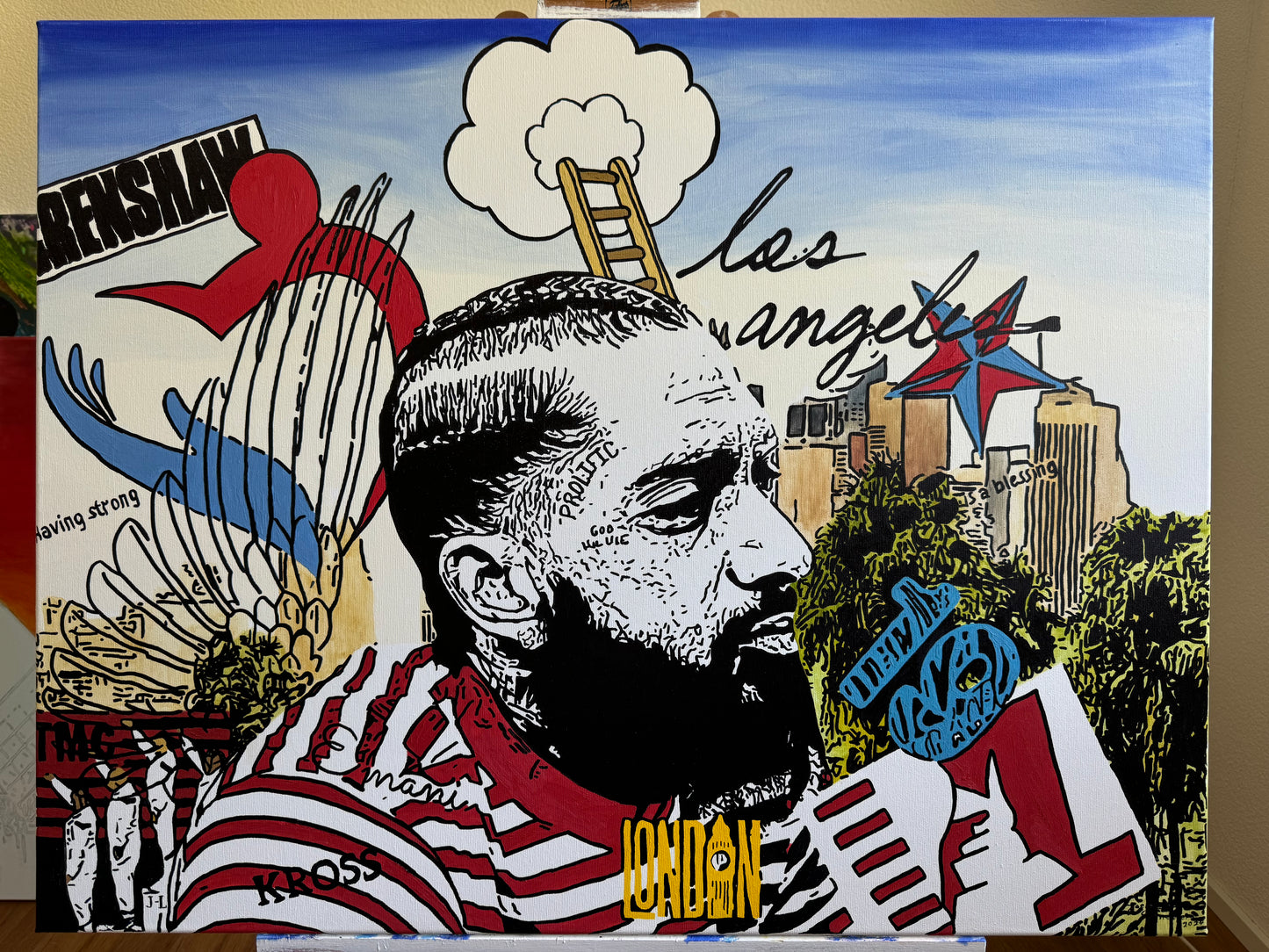 Peinture à l’huile originale de Nipsey Hussle